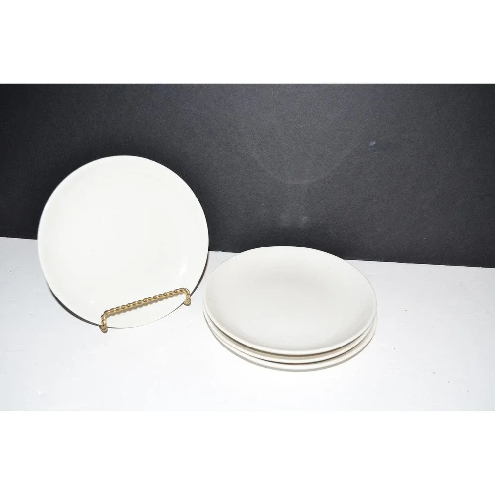 Vtg Iroquois Casual Russell‎ Wright 6 1/2 side dessert plate  White 4pc set FLAW